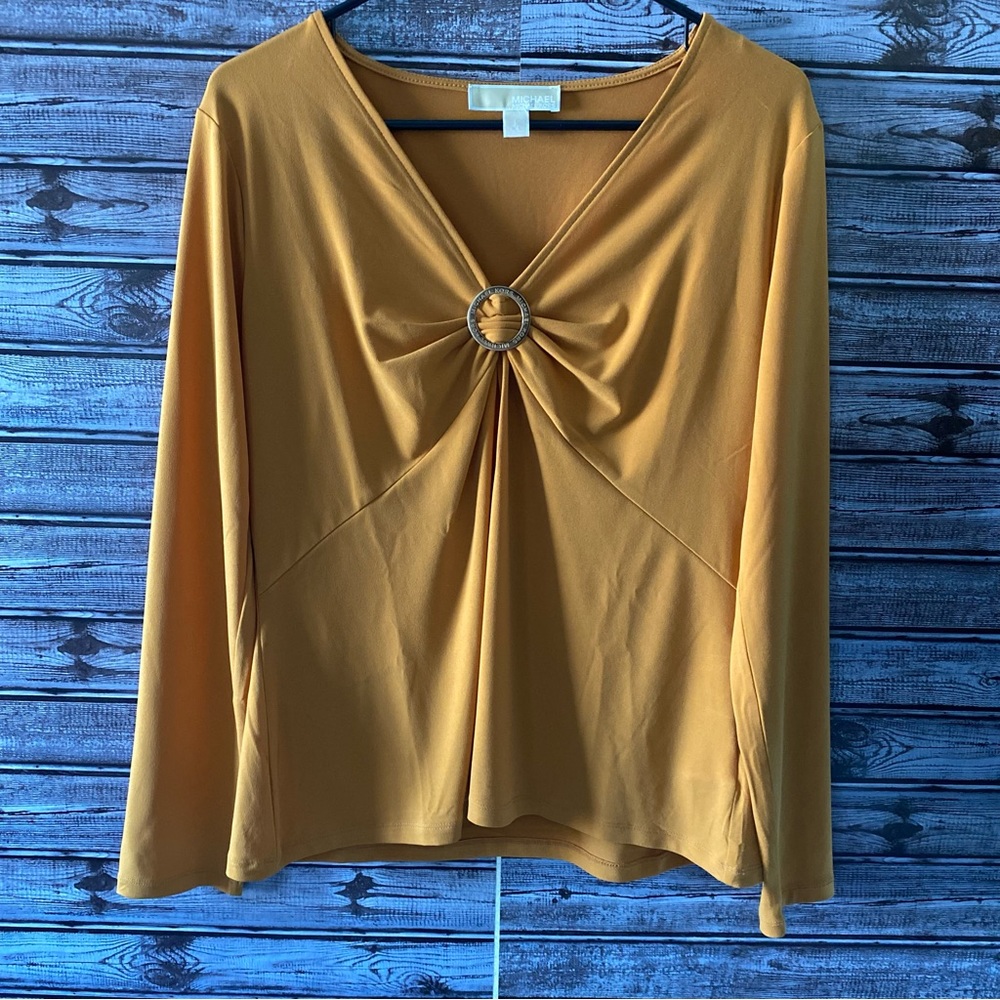 Michael Michael Kors V-Neck Long-Sleeved Top Size L‎